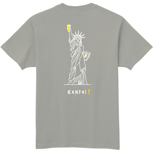 名画 × BEER(自由の女神)白線画 バックプリント | 軽量Ｔシャツ 軽量Ｔシャツ