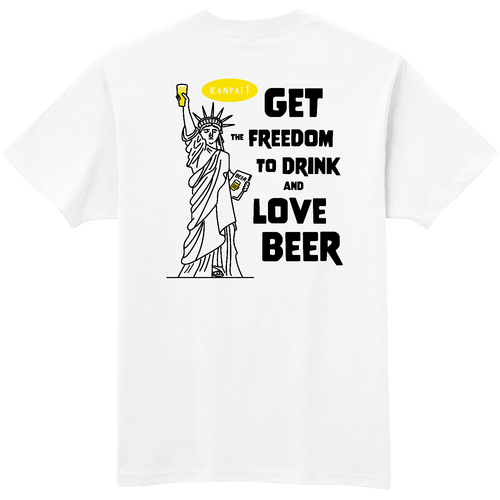 名画 × BEER(自由の女神)黒メッセージ バックプリント | 軽量Ｔシャツ 軽量Ｔシャツ