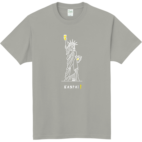 名画 × BEER(自由の女神)白線画 | 軽量Ｔシャツ 軽量Ｔシャツ