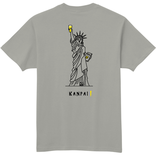 名画 × BEER(自由の女神)黒線画 バックプリント | 軽量Ｔシャツ 軽量Ｔシャツ