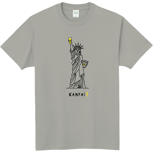名画 × BEER(自由の女神)黒線画 | 軽量Ｔシャツ 軽量Ｔシャツ