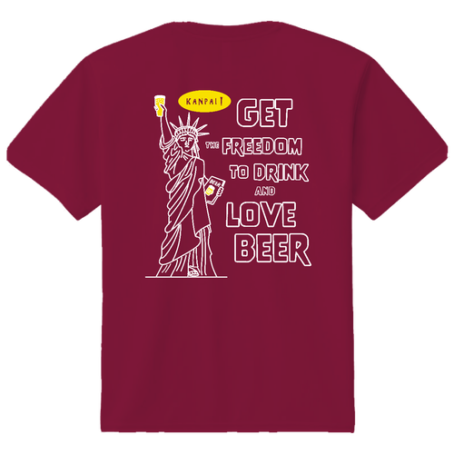 名画 × BEER(自由の女神)袋文字白メッセージ バックプリント | ドライＴシャツ ドライＴシャツ