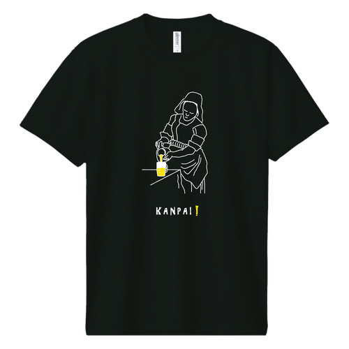 名画 × BEER(牛乳を注ぐ女)白線画 | ドライＴシャツ ドライＴシャツ
