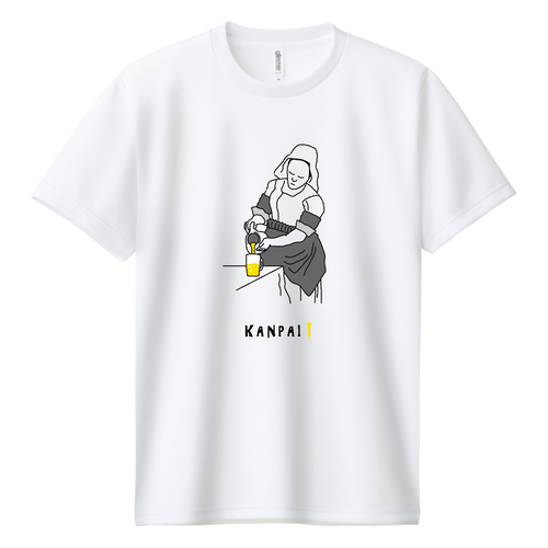 名画 × BEER(牛乳を注ぐ女)黒線画 | ドライＴシャツ ドライＴシャツ