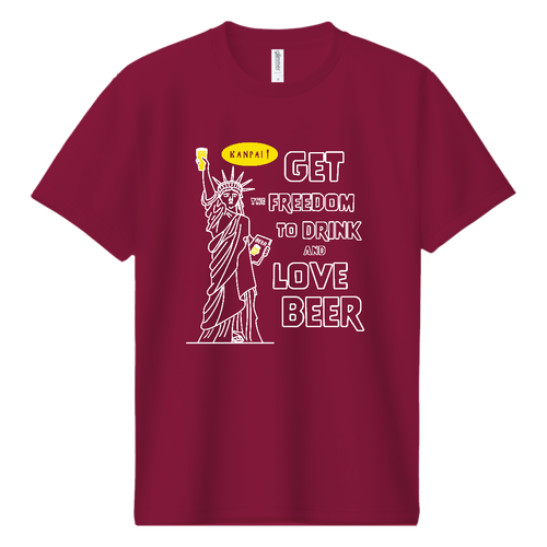 名画 × BEER(自由の女神)袋文字白メッセージ | ドライＴシャツ ドライＴシャツ
