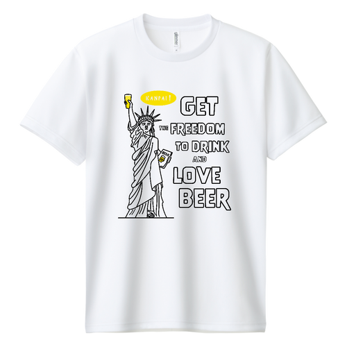 名画 × BEER(自由の女神)袋文字黒メッセージ | ドライＴシャツ ドライＴシャツ