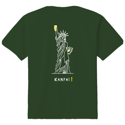 名画 × BEER(自由の女神)白線画 バックプリント | ドライＴシャツ ドライＴシャツ
