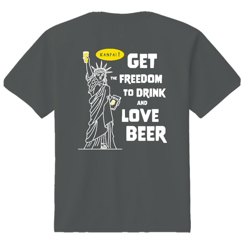 名画 × BEER(自由の女神)白メッセージ バックプリント | ドライＴシャツ ドライＴシャツ