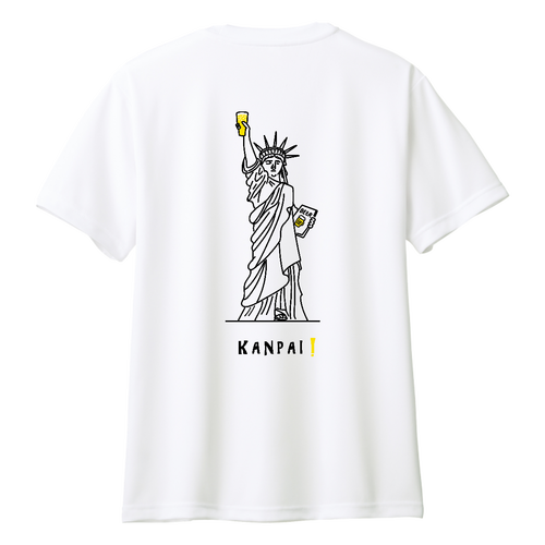 名画 × BEER(自由の女神)黒線画 バックプリント | ドライＴシャツ ドライＴシャツ