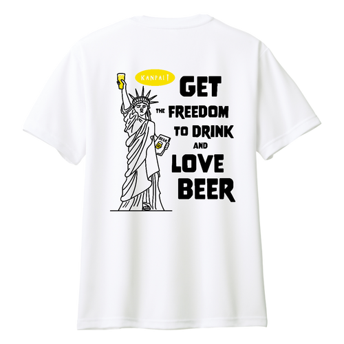 名画 × BEER(自由の女神))黒メッセージ バックプリント | ドライＴシャツ ドライＴシャツ