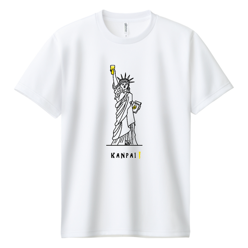 名画 × BEER(自由の女神)黒線画 | ドライＴシャツ ドライＴシャツ