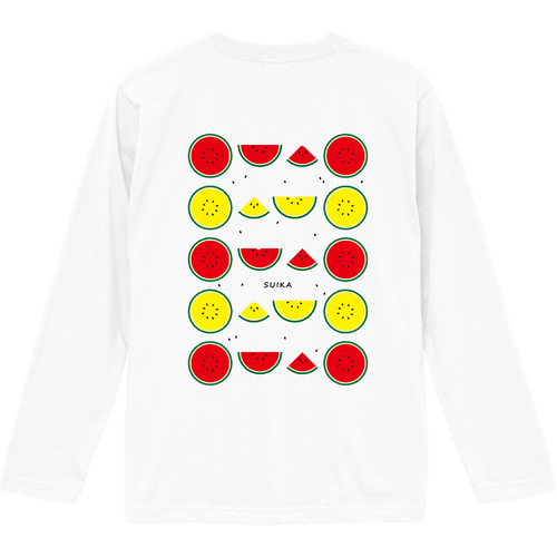 すいか　背面プリントロングスリーブTシャツ ロングスリーブTシャツ