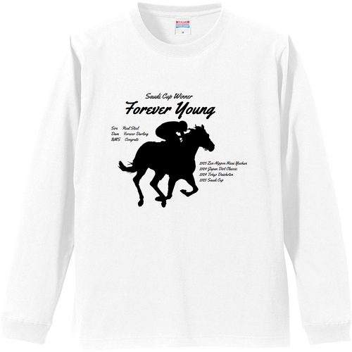 2025サウジカップ　Winner　黒文字、黒イラスト リブ付 ロングスリーブＴシャツ