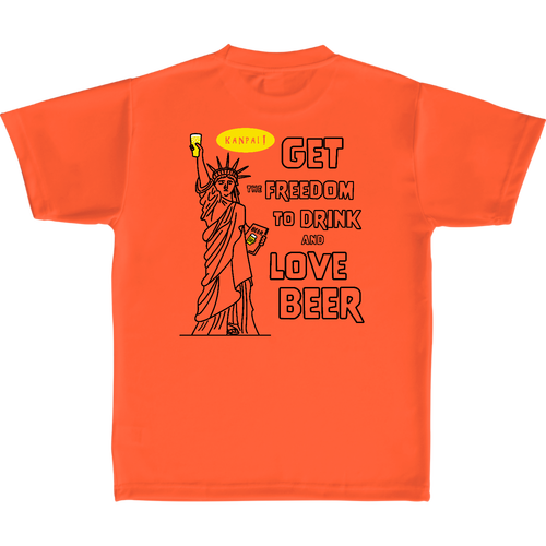 名画 × BEER(自由の女神)袋文字黒メッセージ バックプリント | 定番ドライライトＴシャツ 定番ドライライトＴシャツ