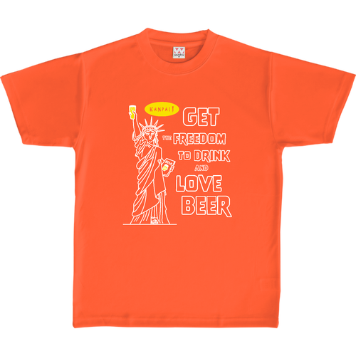 名画 × BEER(自由の女神)袋文字白メッセージ | 定番ドライライトＴシャツ 定番ドライライトＴシャツ