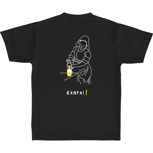 名画 × BEER(牛乳を注ぐ女)白線画 バックプリント | 定番ドライライトＴシャツ 定番ドライライトＴシャツ