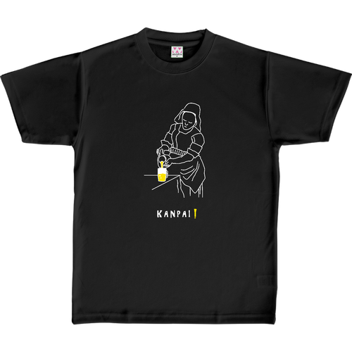 名画 × BEER(牛乳を注ぐ女)白線画 | 定番ドライライトＴシャツ 定番ドライライトＴシャツ