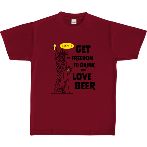 名画 × BEER(自由の女神)黒メッセージ | 定番ドライライトＴシャツ 定番ドライライトＴシャツ