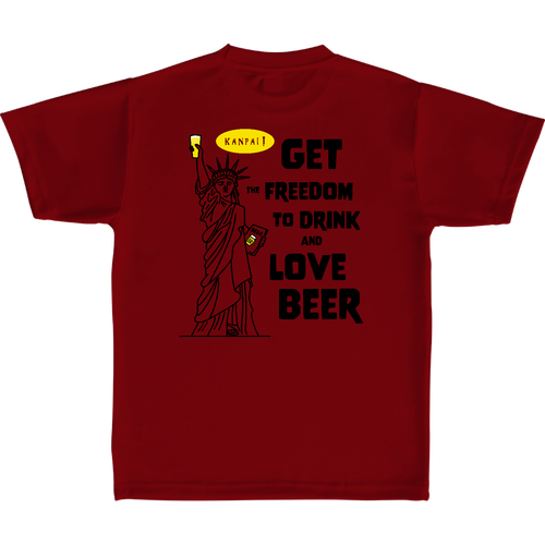 名画 × BEER(自由の女神)黒メッセージ バックプリント | 定番ドライライトＴシャツ 定番ドライライトＴシャツ
