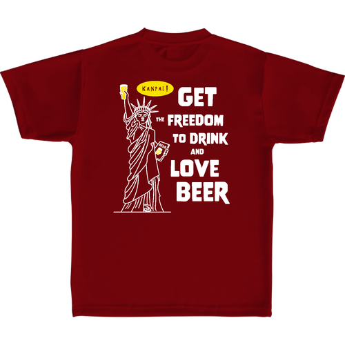 名画 × BEER(自由の女神)白メッセージ バックプリント | 定番ドライライトＴシャツ 定番ドライライトＴシャツ
