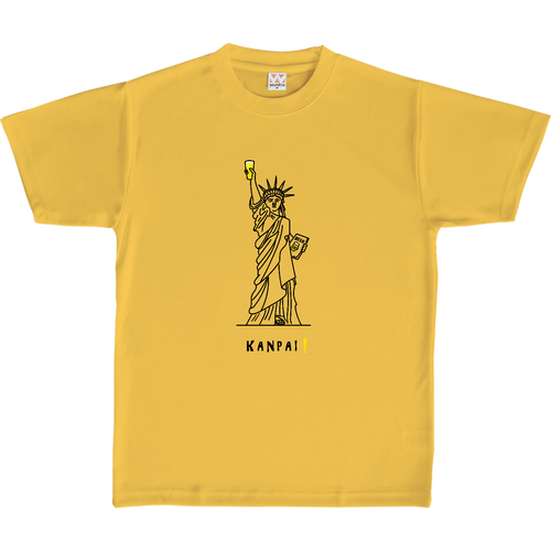 名画 × BEER(自由の女神)黒線画 | 定番ドライライトＴシャツ 定番ドライライトＴシャツ