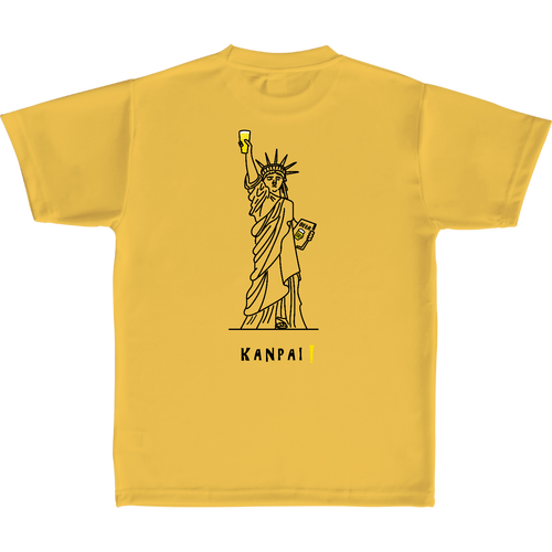 名画 × BEER(自由の女神)黒線画 バックプリント | 定番ドライライトＴシャツ 定番ドライライトＴシャツ