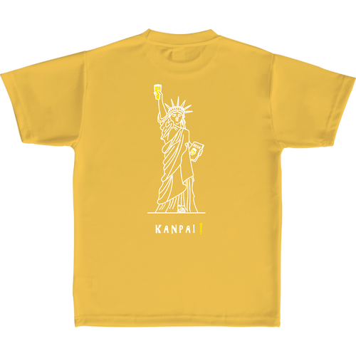 名画 × BEER(自由の女神)白線画 バックプリント | 定番ドライライトＴシャツ 定番ドライライトＴシャツ