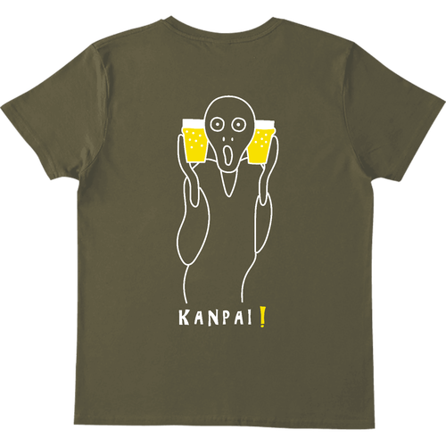 名画 × BEER（ムンクの叫び）白線画 バックプリント | ヘビーウェイトTシャツ ヘビーウェイトTシャツ