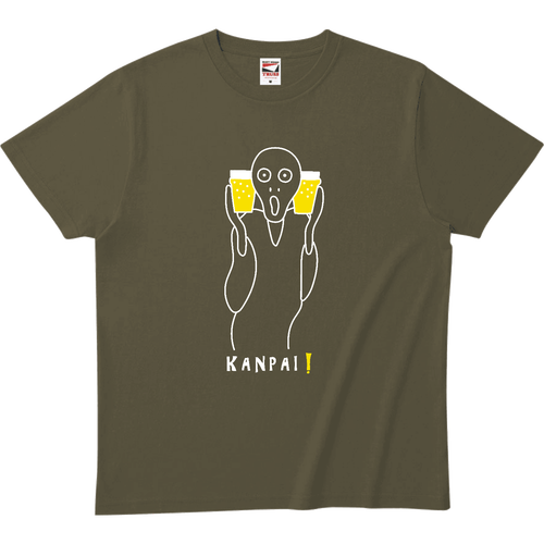 名画 × BEER（ムンクの叫び）白線画 | ヘビーウェイトTシャツ ヘビーウェイトTシャツ