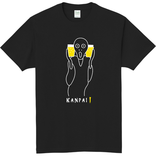 名画 × BEER（ムンクの叫び）白線画 | 軽量Ｔシャツ 軽量Ｔシャツ