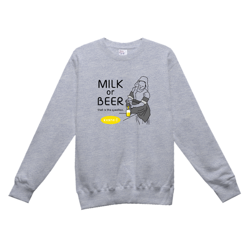 名画 × BEER(牛乳を注ぐ女)黒メッセージ | レギュラーウェイトスウェットシャツ レギュラーウェイトスウェットシャツ