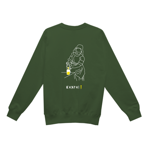 名画 × BEER(牛乳を注ぐ女)白線画 バックプリント | レギュラーウェイトスウェットシャツ レギュラーウェイトスウェットシャツ