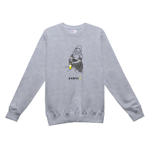 名画 × BEER(牛乳を注ぐ女)黒線画 | レギュラーウェイトスウェットシャツ レギュラーウェイトスウェットシャツ