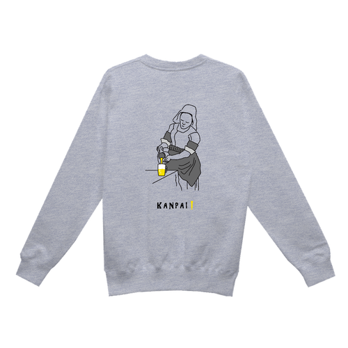 名画 × BEER(牛乳を注ぐ女)黒線画 | レギュラーウェイトスウェットシャツ レギュラーウェイトスウェットシャツ