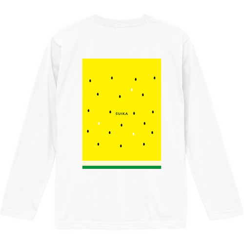 すいか（黄）背面プリントロングスリーブTシャツ ロングスリーブTシャツ