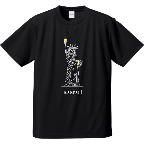 名画 × BEER(自由の女神)白線画 | ドライアスレチックTシャツ ドライアスレチックTシャツ