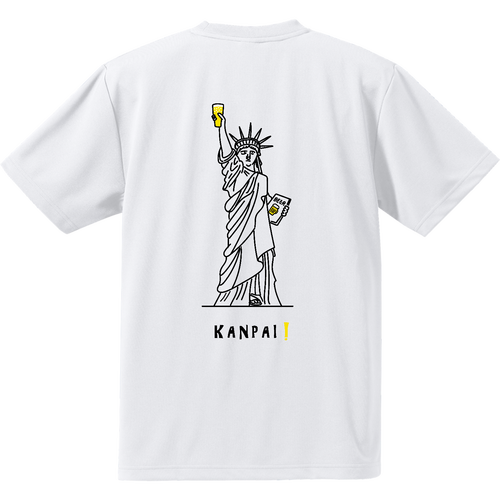 名画 × BEER(自由の女神)黒線画 バックプリント | ドライアスレチックTシャツ ドライアスレチックTシャツ