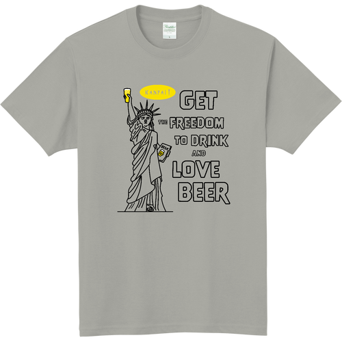 名画 × BEER(自由の女神)袋文字黒メッセージ | 軽量Ｔシャツ 軽量Ｔシャツ
