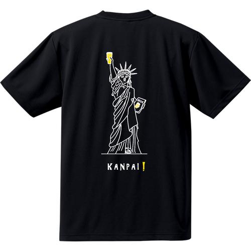 名画 × BEER(自由の女神)白線画 バックプリント | ドライアスレチックTシャツ ドライアスレチックTシャツ