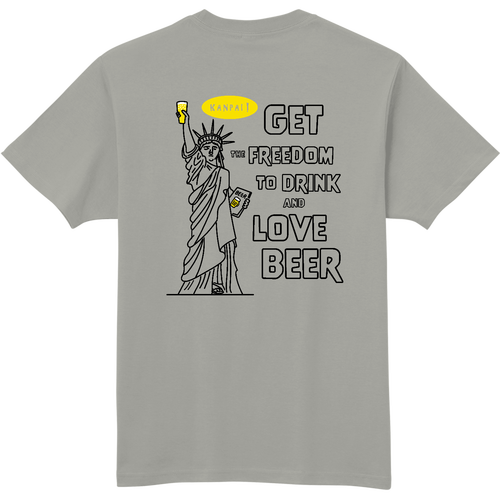 名画 × BEER(自由の女神)袋文字黒メッセージ バックプリント | 軽量Ｔシャツ 軽量Ｔシャツ