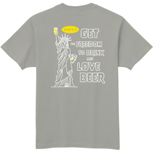 自由の女神×BEER 袋文字白メッセージ バックプリント | 軽量Ｔシャツ 軽量Ｔシャツ