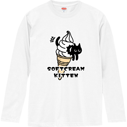 黒猫ソフトクリーム　 ロングスリーブTシャツ