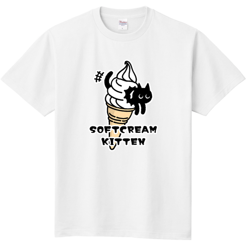 黒猫ソフトクリーム　 定番Ｔシャツ