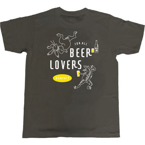 鳥獣戯画×BEER（すべてのビール好きのために）白線画 バックプリント | 5.0オンス ベーシックTシャツ 5.0オンス ベーシックTシャツ