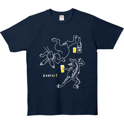 鳥獣戯画×BEER イラストMAX 白線画 | 5.0オンス ベーシックTシャツ 5.0オンス ベーシックTシャツ