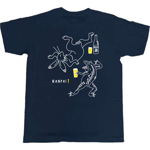 鳥獣戯画×BEER イラストMAX 白線画 バックプリント | 5.0オンス ベーシックTシャツ 5.0オンス ベーシックTシャツ
