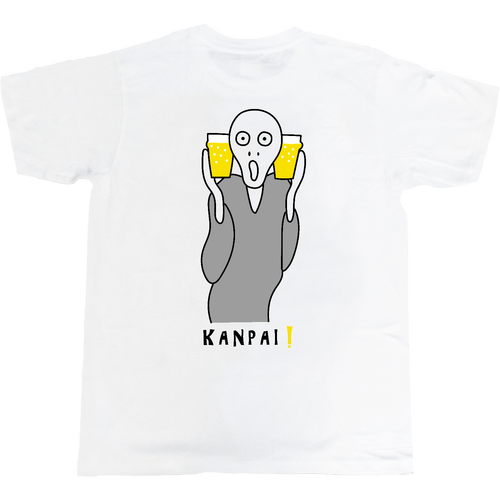 ムンクの叫び×BEER 黒線画 バックプリント | 5.0オンス ベーシックTシャツ 5.0オンス ベーシックTシャツ