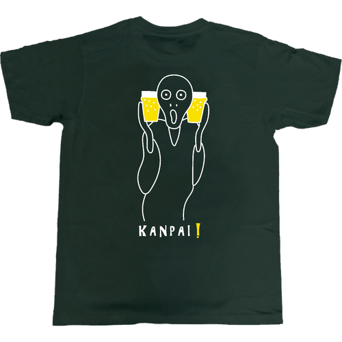 ムンクの叫び×BEER 白線画 バックプリント | 5.0オンス ベーシックTシャツ 5.0オンス ベーシックTシャツ