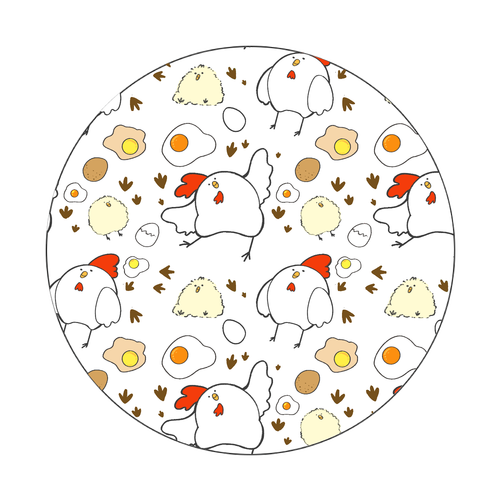 ニワトリパラダイス オリジナル缶バッジ白背景(Φ75㎜)