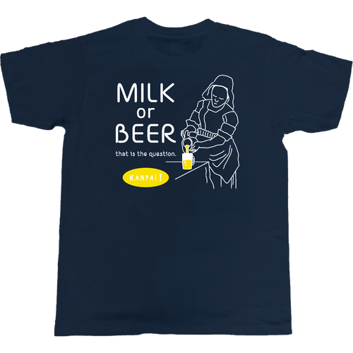 牛乳を注ぐ女×BEER 白メッセージ バックプリント | 5.0オンス ベーシックTシャツ 5.0オンス ベーシックTシャツ